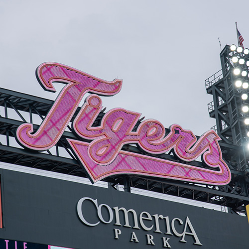 Tigers fans joined Karmanos and McLaren, dressed in pink to honor breast cancer survivors and fighters across Michigan